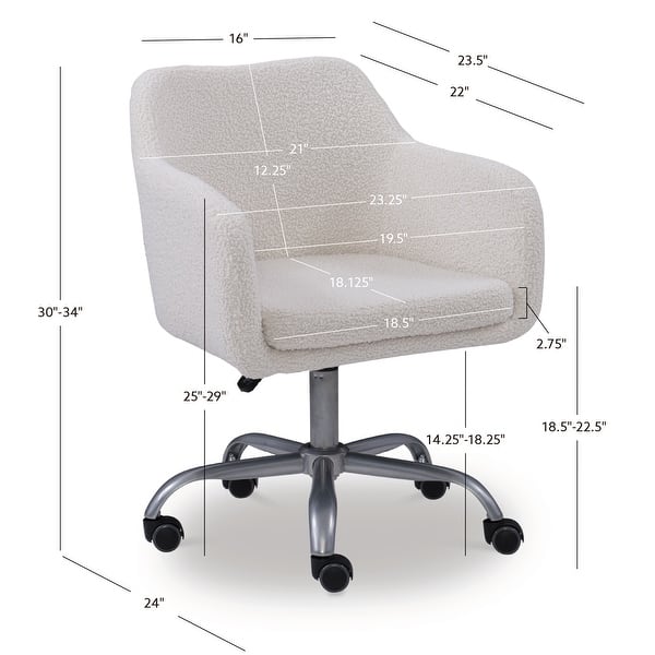 dimension image slide 1 of 2, Linon Richard Adjustable Height Office Chair