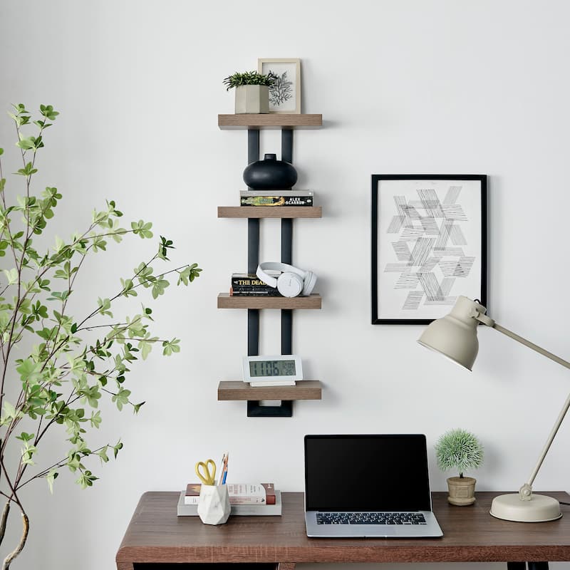 Danya B. 4-Tier Ladder Bracket Floating Wall Shelves