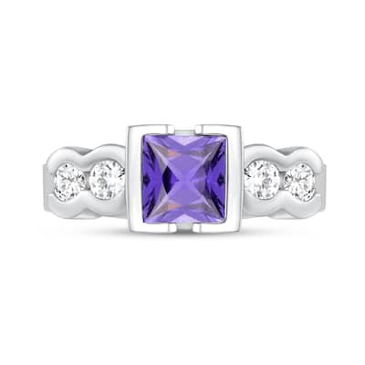 1.03 ct Purple Sapphire and Diamond Ring in 14k White Gold