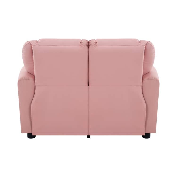 Kids Push Back Loveseat Recliner with Cup Holders, Adjustable Footrest & Headrest, Two Seat Recliner Sofa for Boys and Girls
