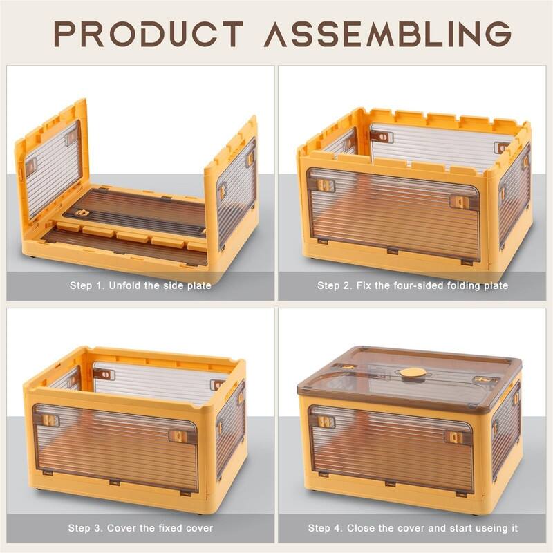 Collapsible Storage Boxes with Lids for Home - 14.2"D x 20.3"W x 11.8"H
