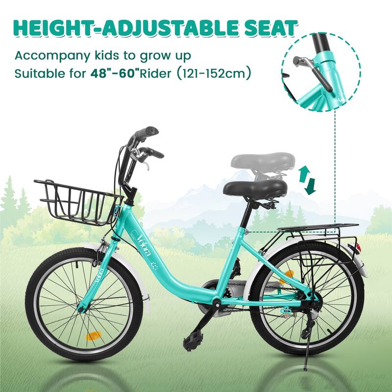 20 Inch Kids Bike for Boys & Girls, Children's Bicycle with Coaster Brake & V-Brake, 1-Speed, Chain Guard & Rear Rack