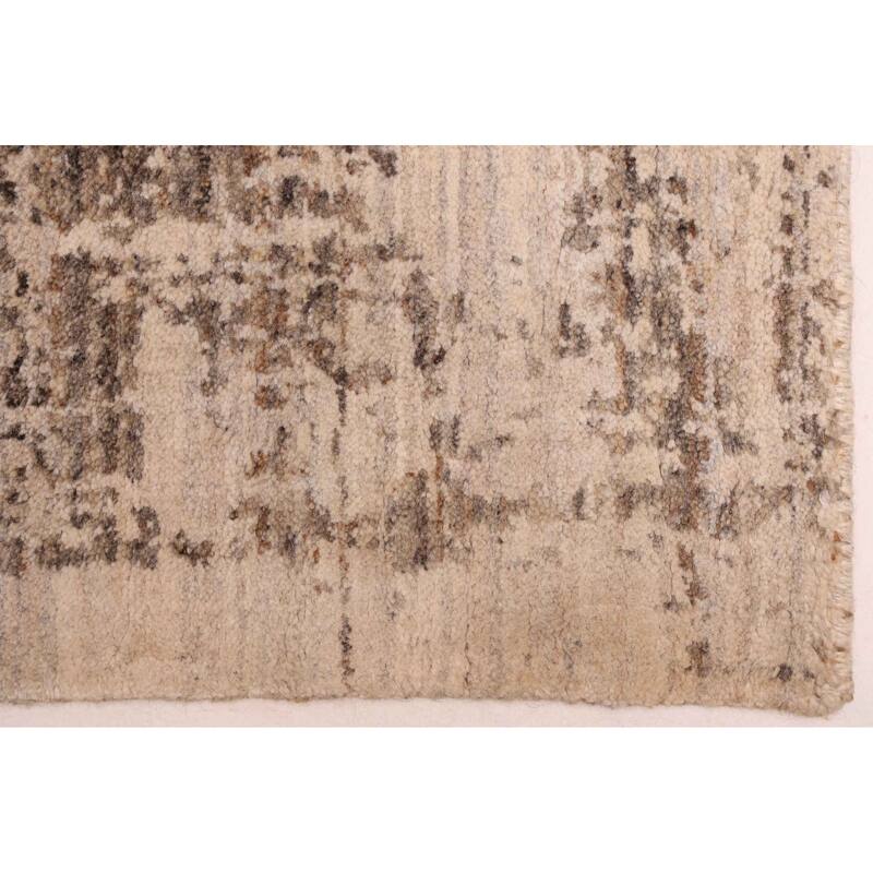 ECARPETGALLERY Hand Loomed Elysian Beige, Taupe Wool Rug - 8'0 x 9'11