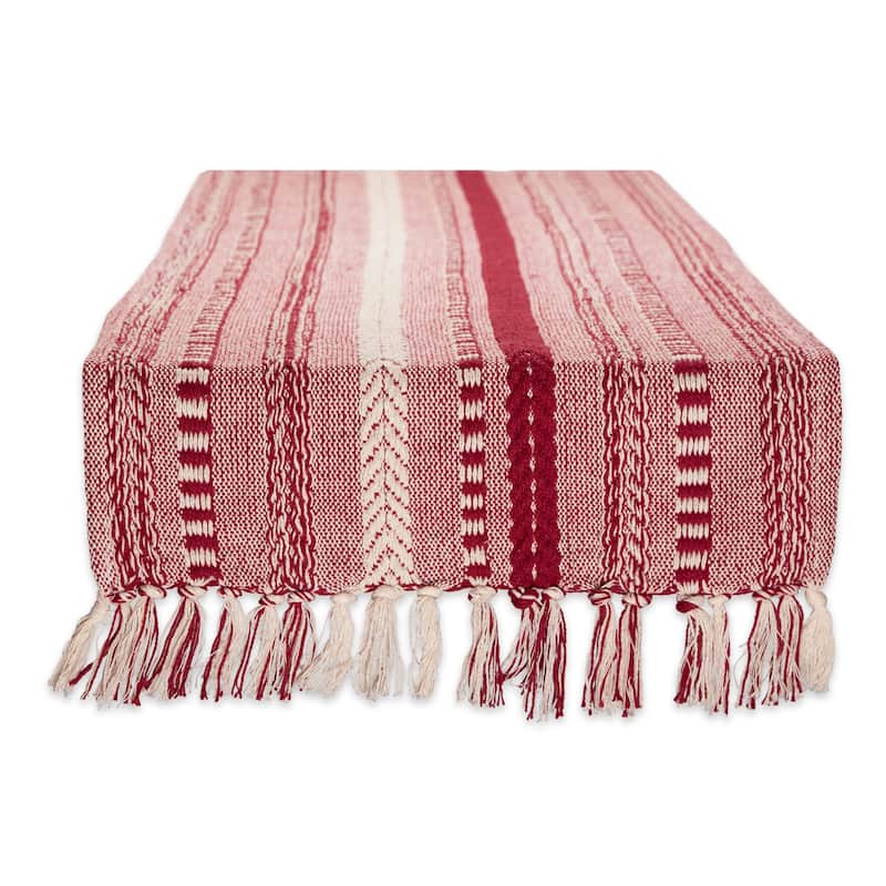 DII Black Braided Stripe Table Runner - 15x72" - Barn Red