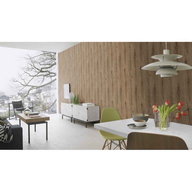 Advantage Appalacian Brown Wood Planks Wallpaper - 20.5 x 396 x 0.025