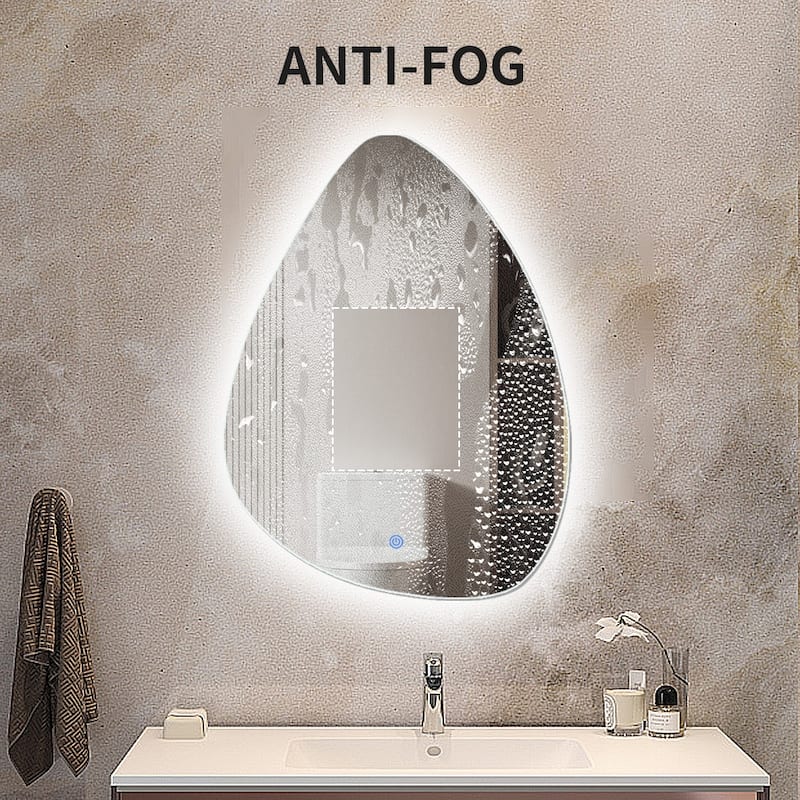 Irregular LED Anti-fog Decorative Bathroom Vanity Wall Mirror - White - 28x36