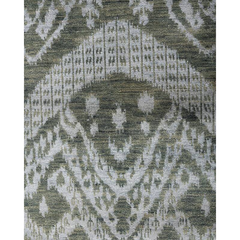 Ikat One-of-a-Kind Hand-Knotted Area Rug - Gray, 9' 0" x 12' 1" - 9' 0" x 12' 1"