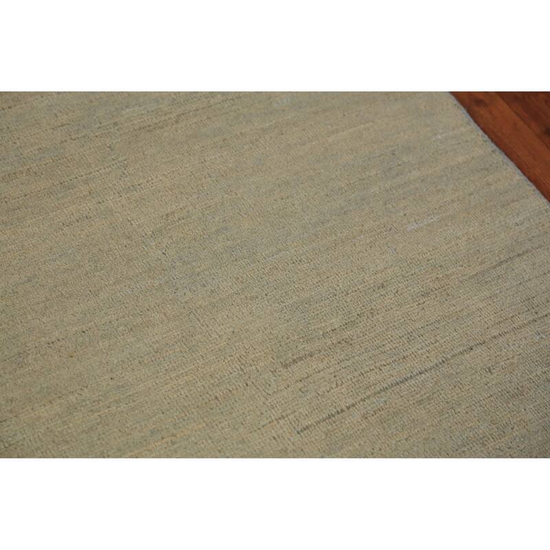 Solid Gabbeh Oriental Rug Handmade Solid Green Wool Carpet - 3'4" x 4'10"