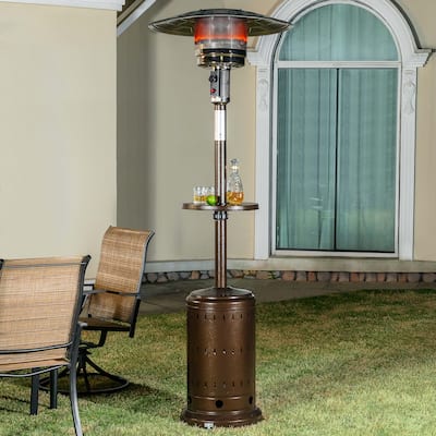 Outdoor Metal Propane Gas Patio Heater with Wheels and Drink Stand