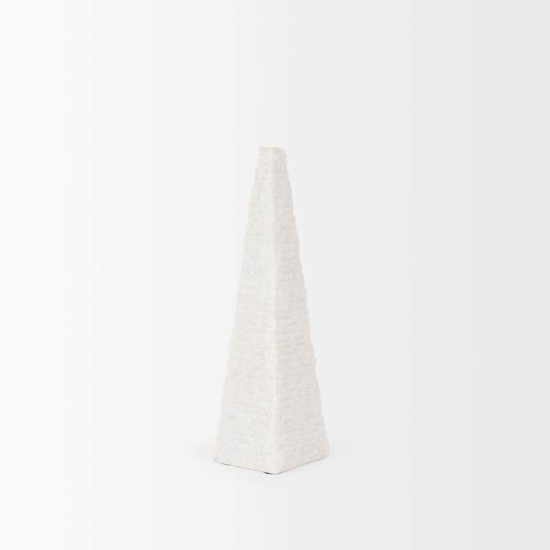 Pyramis White Marble Obelisk Decorative Object (13")