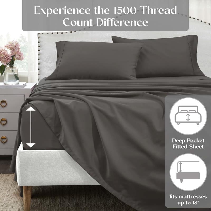 Superior Cotton Blend Solid 1500 Thread Count Deep Pocket Bed Sheet Set