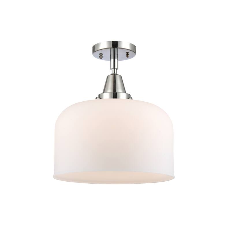 Innovations Lighting Caden Bell - 1 Light 12" Flush Mount - Polished Chrome/Matte White