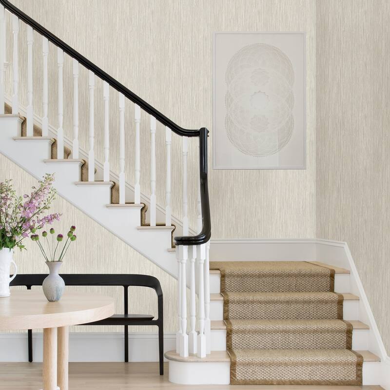 A-Street Prints Justina Cream Faux Grasscloth Wallpaper
