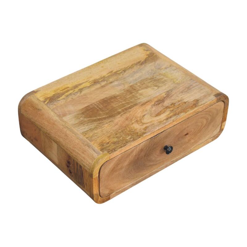 HomeRoots 18" Oak Solid Wood Oval One Drawer Floating Nightstand