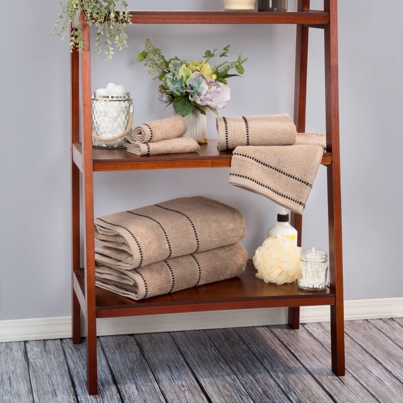 Towel Set - Absorbent Cotton Bathroom Accessories with Quick Dry Bath Towels, Hand Towels, and Wash Cloths by Lavish Home Taupe - Taupe - 18-Piece