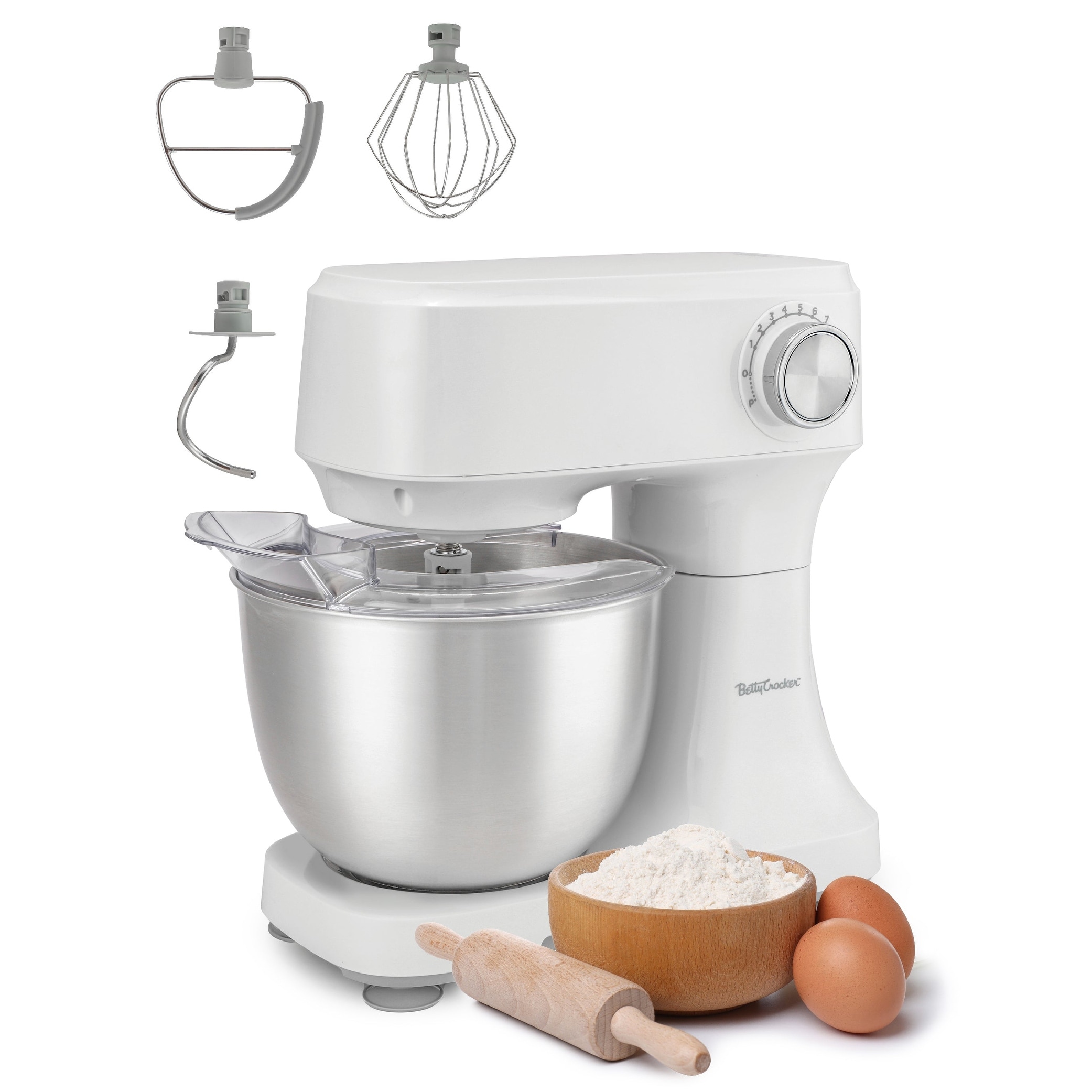 Betty Crocker Stand Mixer 3.7 Qt Electric Mixer with 10 Speeds 300 watts White On Sale Bed Bath Beyond 40953491