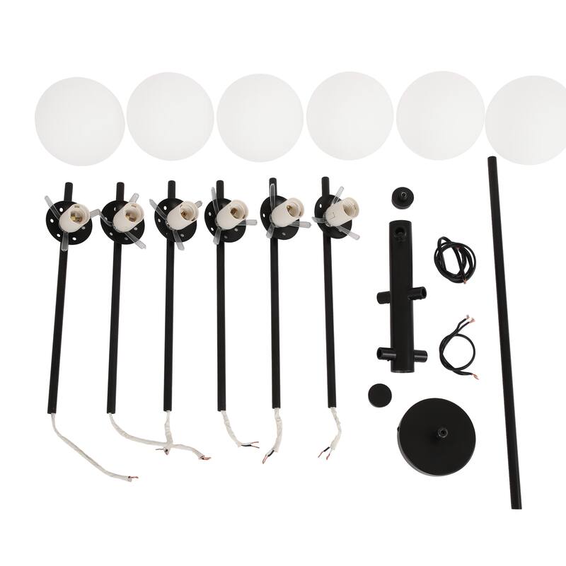 Modern 6-Light Large Bubble Sputnik Chandelier with Frosted Glass