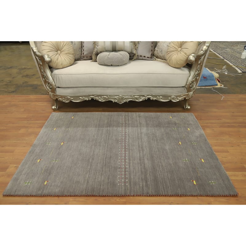 Tribal Gabbeh Oriental Accent Rug Handmade Wool Carpet - 5' 7'' X 4' 1''
