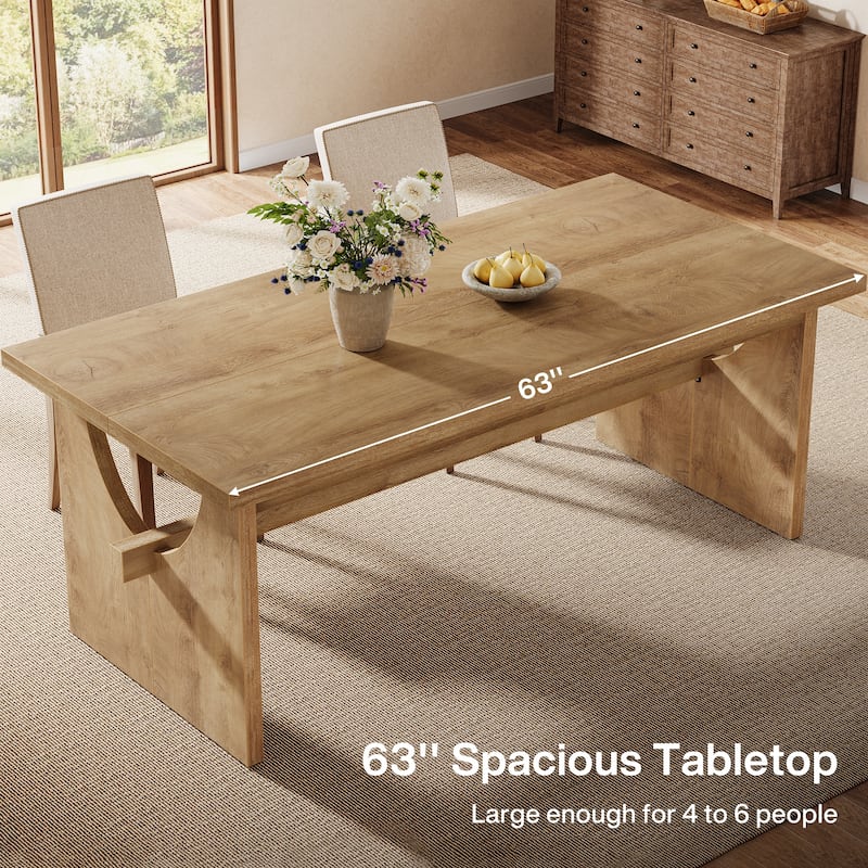 63" Large Rectangular Dining Table for 4-6 People