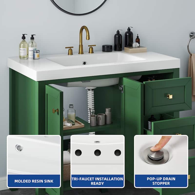 Moasis 36"/42" Bathroom Vanity Cabinet Set with Sink Combo and 3 Drawers & Cabient