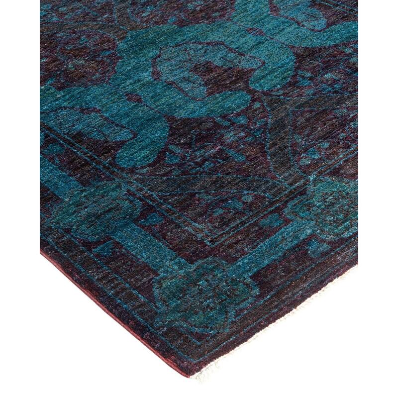 Overton Hand Knotted Wool Vintage Inspired Modern Contemporary Overdyed Blue Area Rug - 2' 8" x 9' 10"