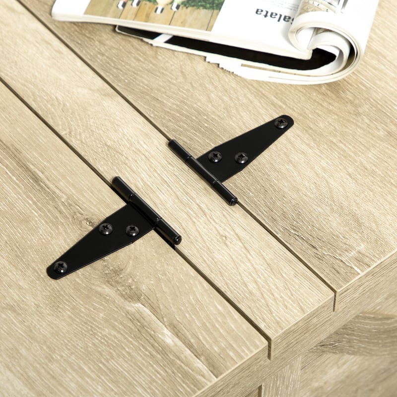 HOMCOM Coffee Table, Square Center Table with Flip-top Lids, Hidden Storage Compartment and Wooden Legs for Living Room - Oak
