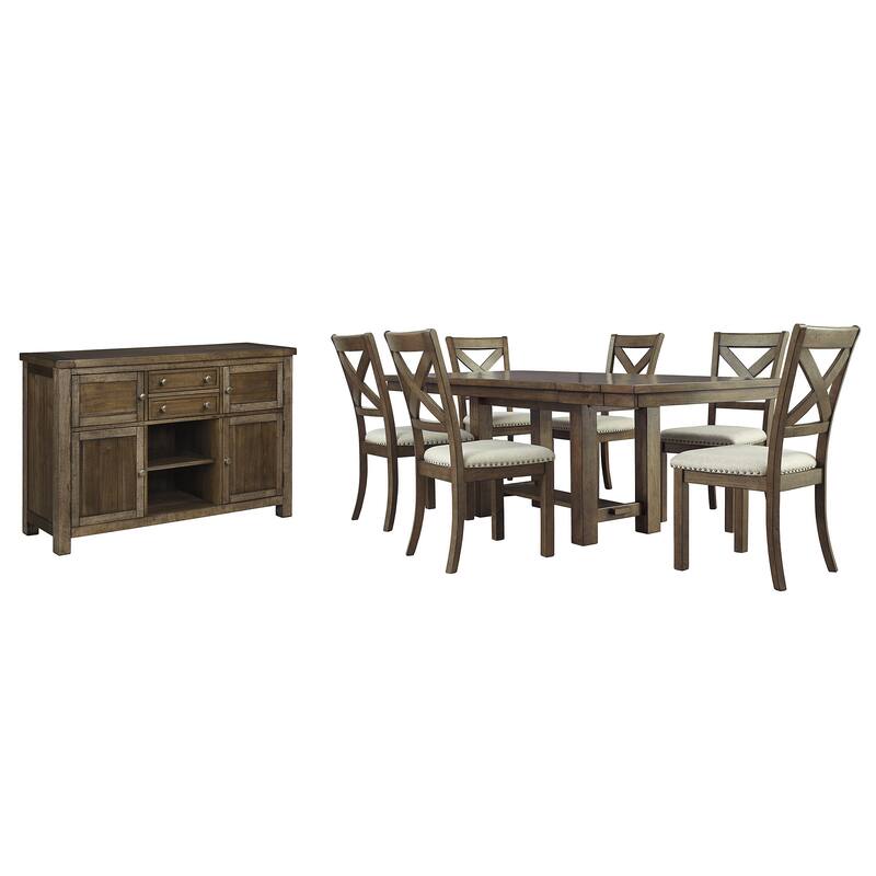 Signature Design by Ashley Moriville Grayish Brown 8-Piece Dining Package