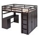 preview thumbnail 51 of 54, Twin/ Full Size Loft Bed Frame with 3 Drawers, Desk and Wardrobe, Solid Wood Versatility Storage Bed Frame for Kids, Teens