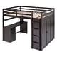 preview thumbnail 4 of 11, Versatility Full Size Wooden Loft Bed with 3 Storage Drawers, Safety Guardrail Bed with Desk and Wardrobe
