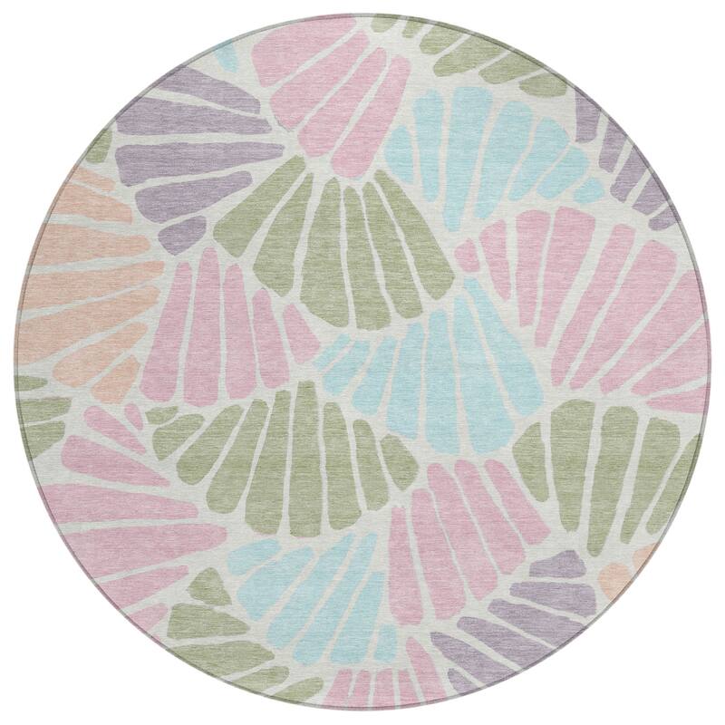 Machine Washable Indoor/ Outdoor Floral Modern Chantille Rug
