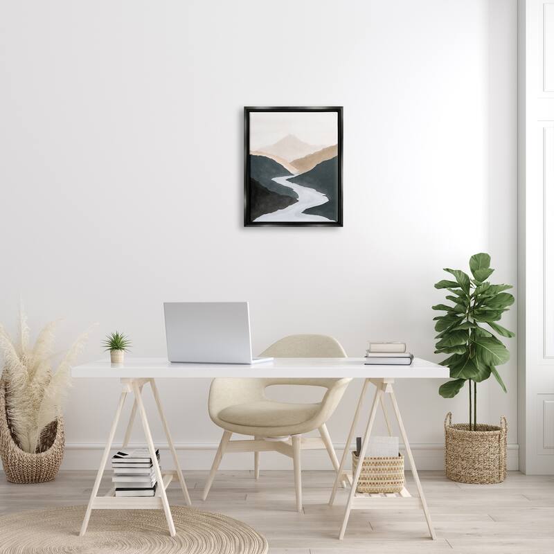 Stupell Flowing River Nature Landscape Foggy Distant Mountain Floater Frame, Design by JJ Design House LLC