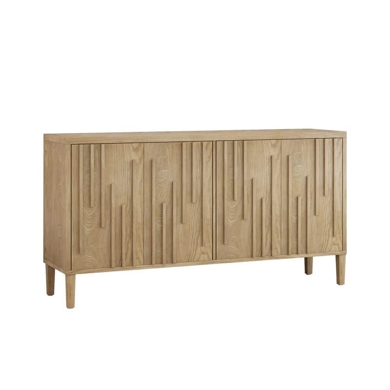 Farmhouse 59.8" Four Door Sideboard with Solid Ash Veneer Storage Buffet TV Stand