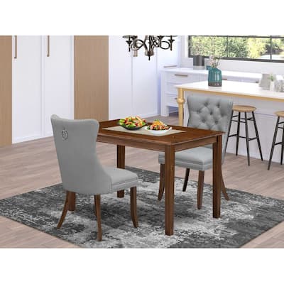 HomeStock 3-Pc Antique Walnut Finish Rectangular Solid Wood Top Dining Table Set
