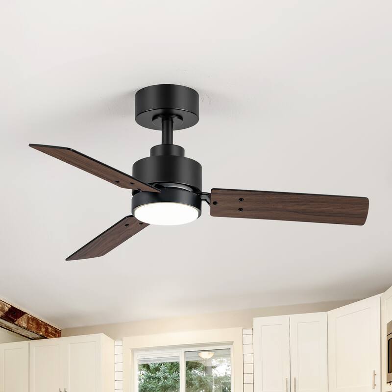 36/42/52-Inch Reversible 3/5-Blade Integrated LED Ceiling Fan with Light Remote - 36 Inches 3-Blade