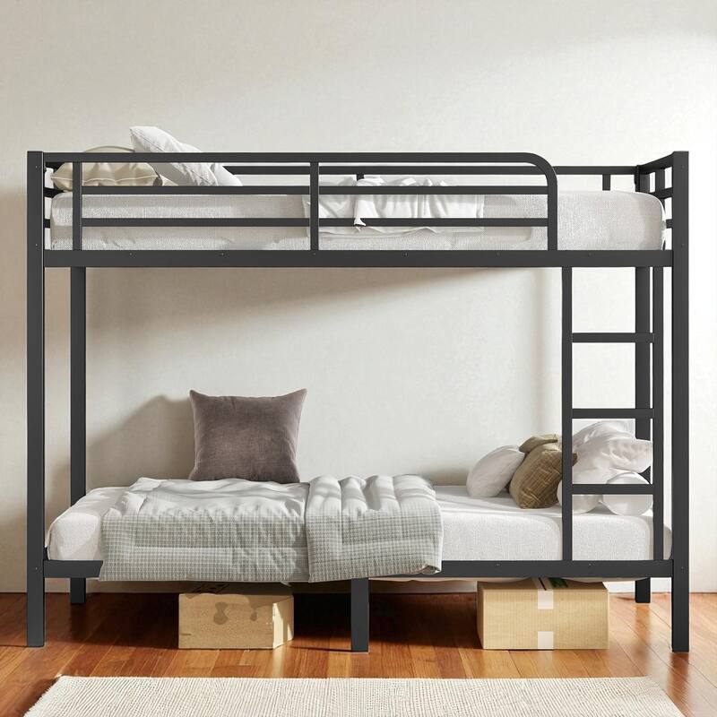 Metal Twin XL over Twin XL Bunk Bed for Teens & Adults, Heavy Duty Frame with Storage & Noise-Free Design