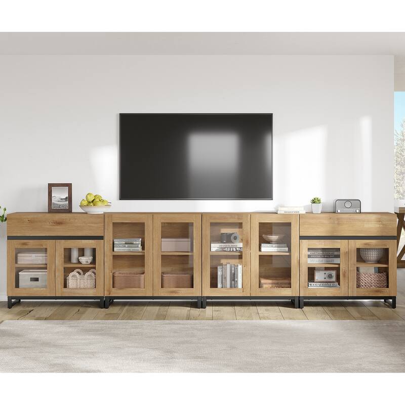 Modern TV Stand for 120" TVs, 4-in-1 Entertainment Center & Adjustable Shelf