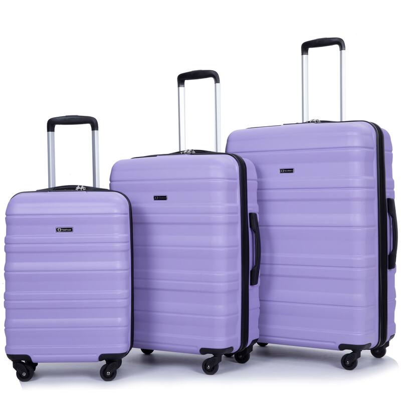 3 Piece PC Expandable Luggage Sets, Modern Lightweight Durable Suitcase with TSA Lock, Two Hooks and Spinner Wheels