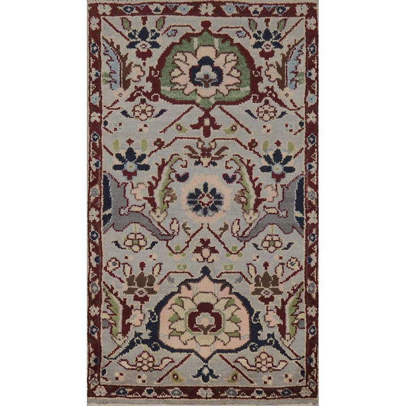 Oushak Indian Rug Hand-Knotted Wool Carpet - 2'11" x 5'0"