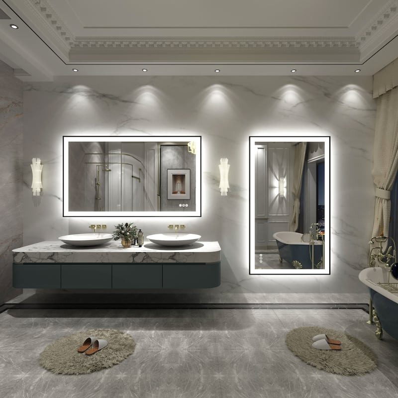 Front & Back LED Anti-Fog Tempered Glass Framed Bathroom/Vanity Mirror 3-Year Warranty