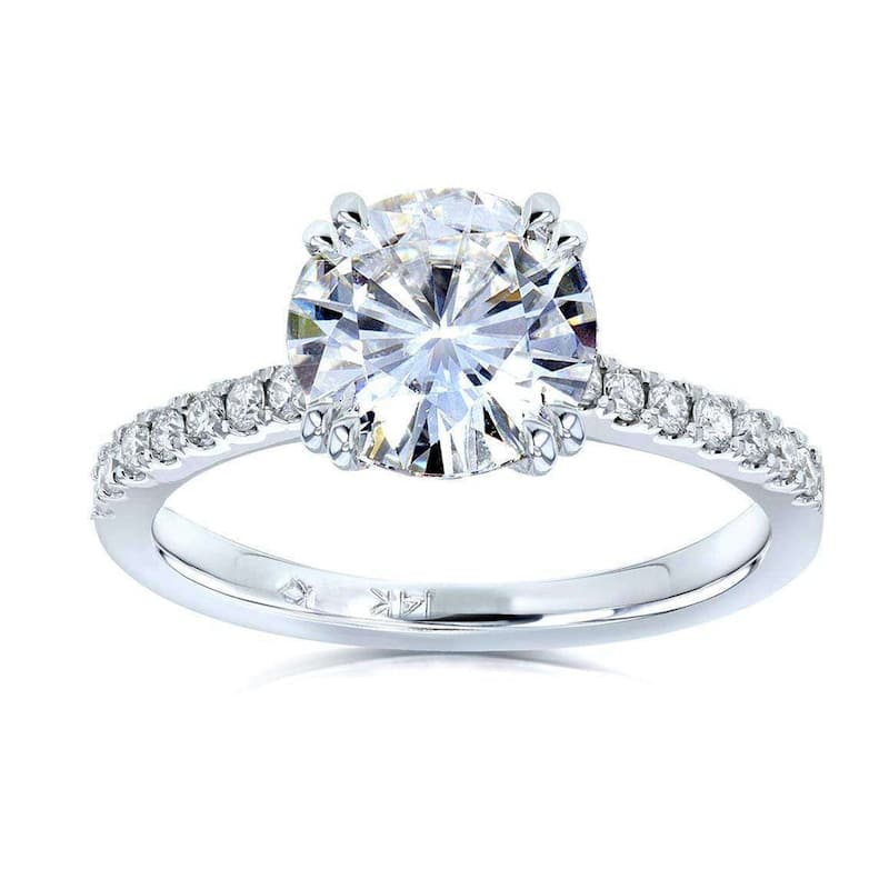 Kobelli 2.20 Carat Lab Grown Diamond Certified 14k Solid Gold Tulip Tiffany Engagement Ring (EF/VS) - White - 8.5