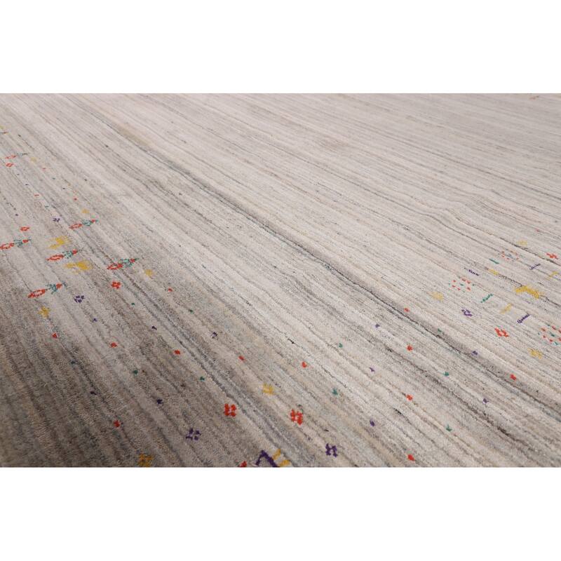 Earth Tone Gabbeh Square Area Rug Hand-Knotted Oriental Wool Carpet - 7'10" X 8'0"