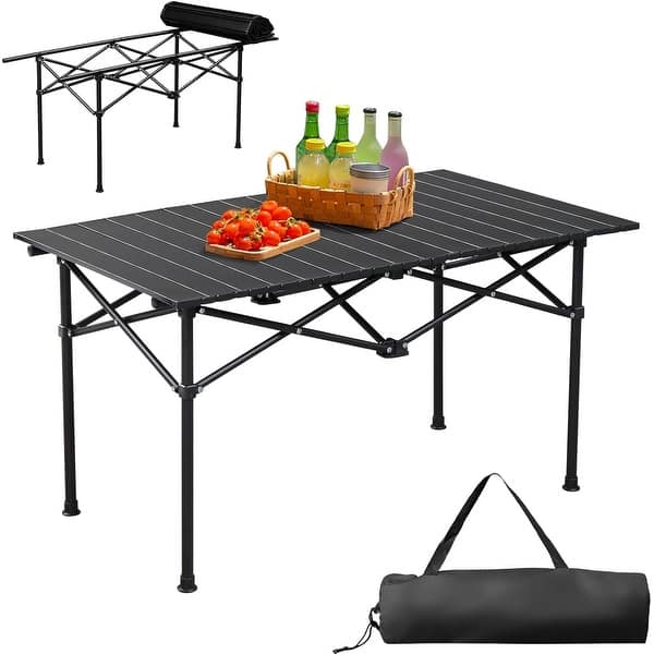 slide 2 of 15, Aluminum Roll-Up Camping Table w/Bag for Outdoor/Travel 47 Inches