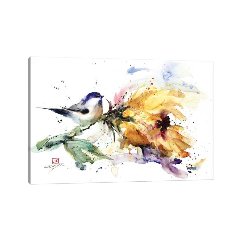 iCanvas "Chickadee and Sunflower" by Dean Crouser Canvas Print