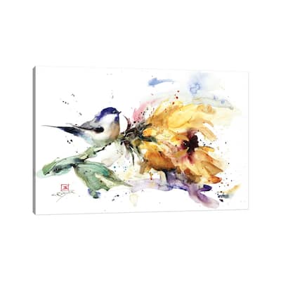 iCanvas "Chickadee and Sunflower" by Dean Crouser Canvas Print