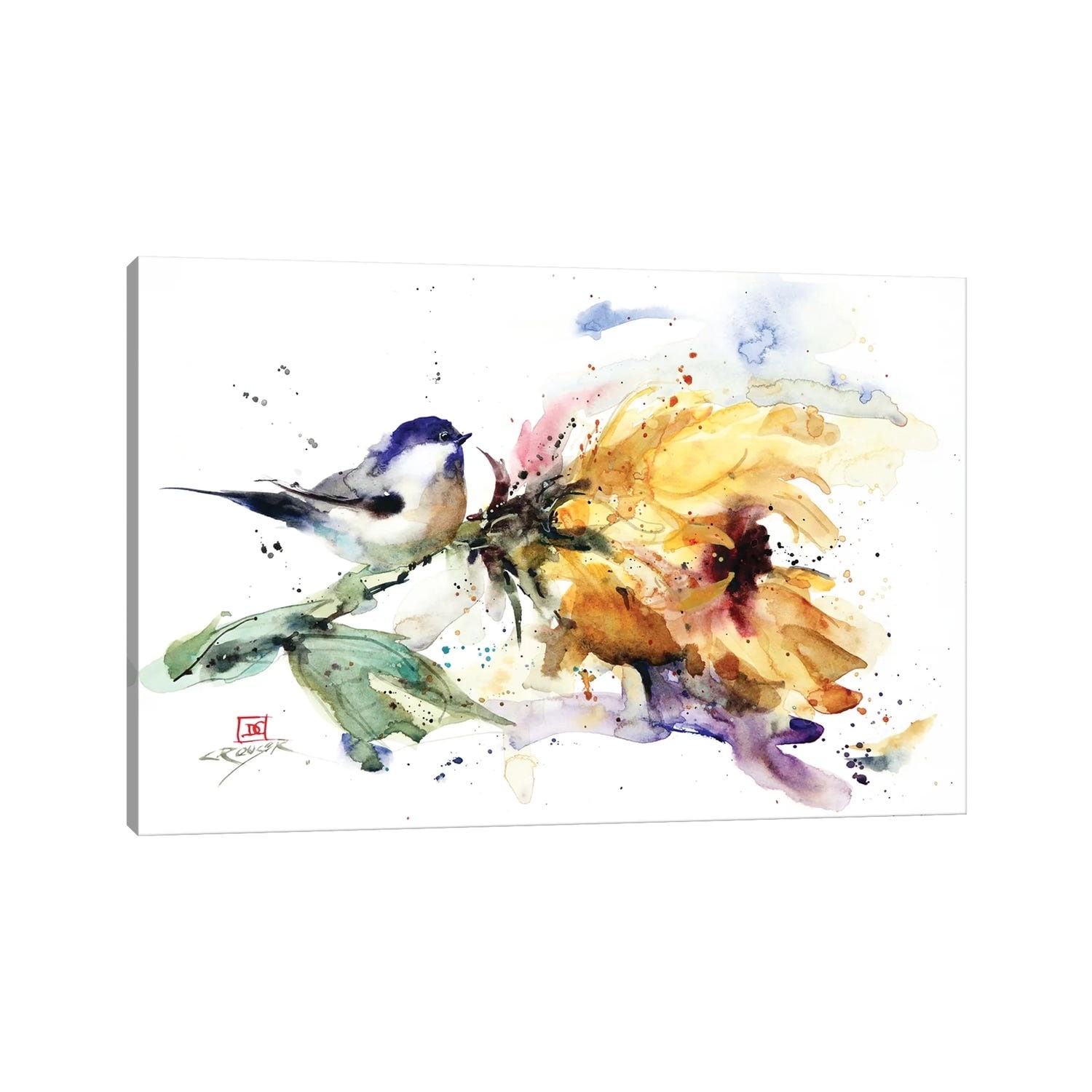 iCanvas "Chickadee and Sunflower" by Dean Crouser Canvas Print