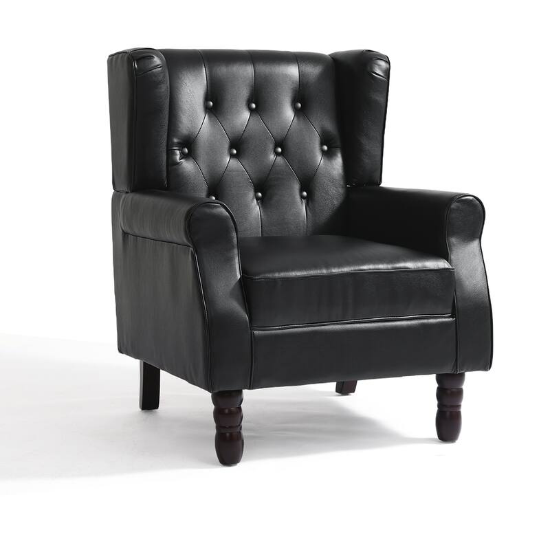 Set of 2 Vegan Leather Upholstered Button Tufted Accent Chair