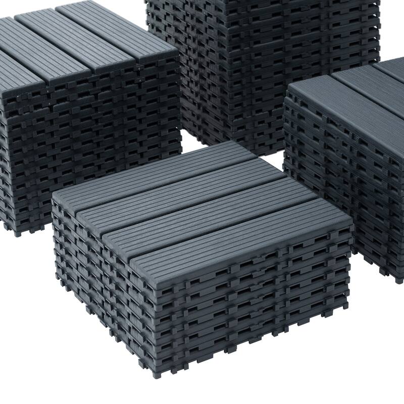 44 Pack 12"x12" Square Patio Plastic Interlocking Deck Tiles, Waterproof Outdoor All Weather Use, Decking Tiles for Poolside