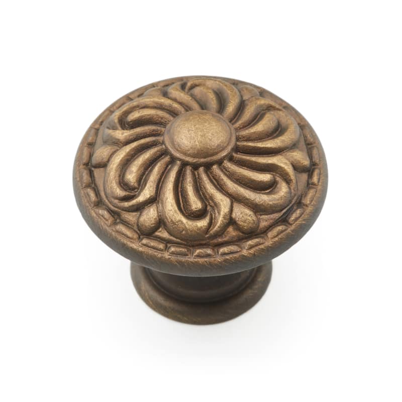 RK International Augustine 1-3/8 Inch Mushroom Cabinet Knob - Antique English