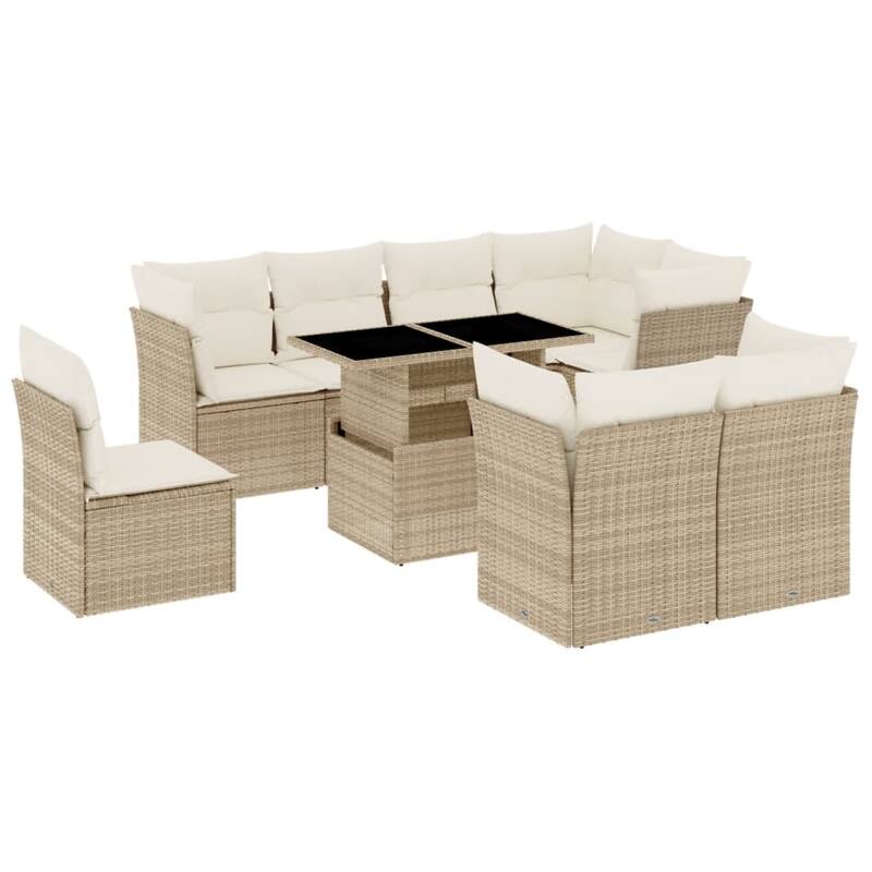 9-Piece Modular Patio Sofa Set with Cushions - 21.7 x 39.4 x 28.7 in