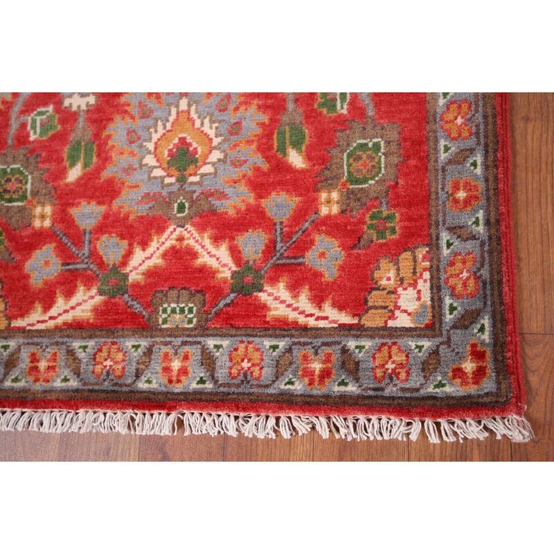 Hand Knotted Oriental 100% Wool Carpet Traditional Floral Red Kazak Area Rug - 3' 1'' X 2' 1''